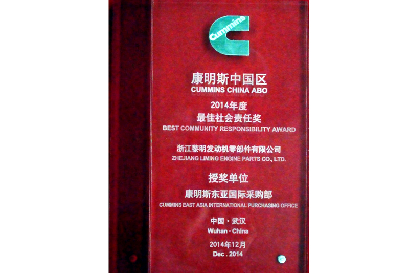 2014年カミンズベスト社會責(zé)任賞